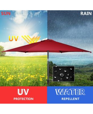 9FT Patio Umbrella Patio Market Steel Tilt W/ Crank Outdoor Yard Garden