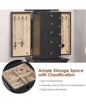 Jewelry Cabinet Storage Chest Standing Organizer