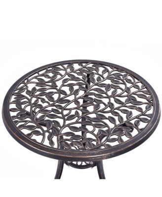 Outdoor Patio Furniture leaf Design Cast Aluminum Bistro Set Antique Copper