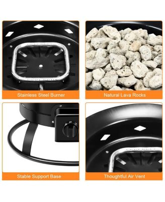 Portable Fire Pit Outdoor 58,000 BTU Propane Patio Lava Rocks Camping Events