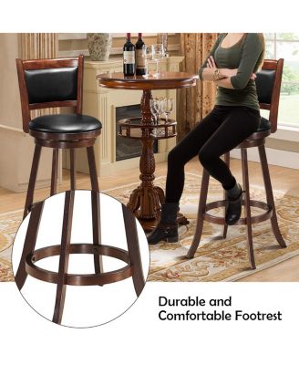 Set of 2 29'' Swivel Bar Height Stool Wood Dining Chair