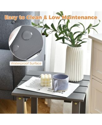 2PCS Patio Adirondack Chair Side Table Set Solid Wood Garden Deck