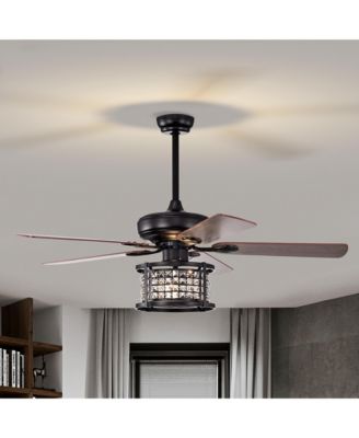 52'' Ceiling Fan with Light Reversible Crystal Ceiling Fan Lamp W/Remote Control