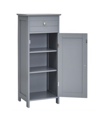 Bathroom Floor Cabinet Wooden Storage Organizer Free-Standing w/ Drawer & Shelf