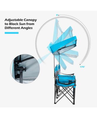 Portable Folding Camping Canopy Chairs w/ Cup Holder Cooler