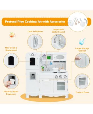 Play Kitchen Pretend Play Cookware Set Toys for Kids w/ Water Dispenser