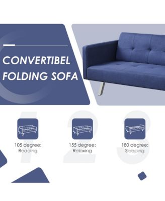 Convertible Futon Sofa Bed Folding Recliner USB Ports&Power Strip