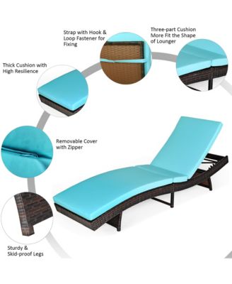 Patio Rattan Folding Lounge Chair Chaise Adjustable