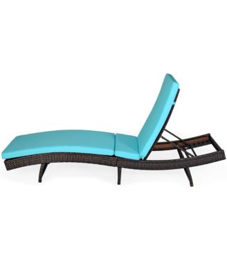 Patio Rattan Folding Lounge Chair Chaise Adjustable