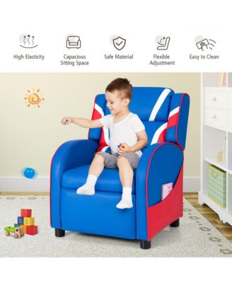 Kids Recliner Chair Gaming Sofa PU Leather Armchair w/Side Pockets
