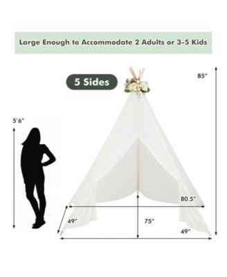 Lace Teepee Tent with Colorful Light Strings for Children