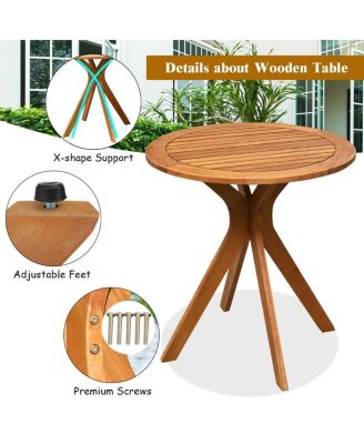 27 InchOutdoor Round Solid Wood Coffee Side Bistro Table
