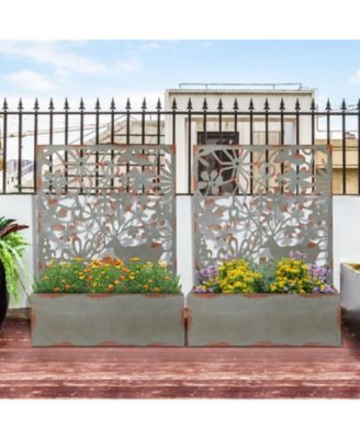 Set of 2 Decorative Raised Garden Bed with Trellises