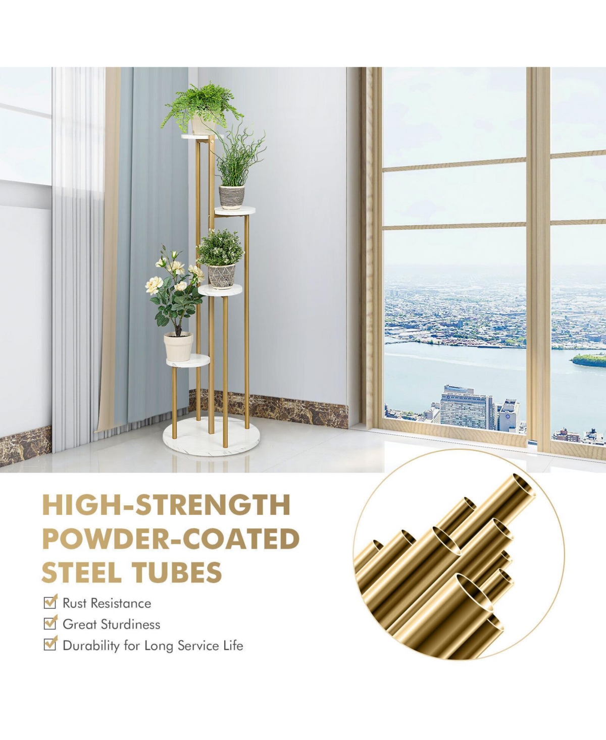 4-Tier 48.5 Inch Metal Plant Stand