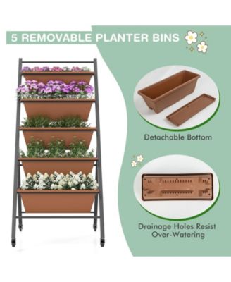 5-Tier Vertical Raised Garden Bed with Wheels and Container Boxes