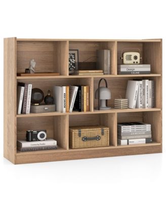 8 Cube 3-Tier Open Wooden Bookshelf Toy Storage Organizer with Anti-toppling Kits