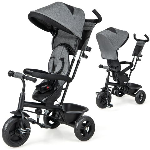 Детская игрушка Slickblue 4-in-1 Baby Trike with Removable Canopy and Adjustable Push Handle, цвет: Серый