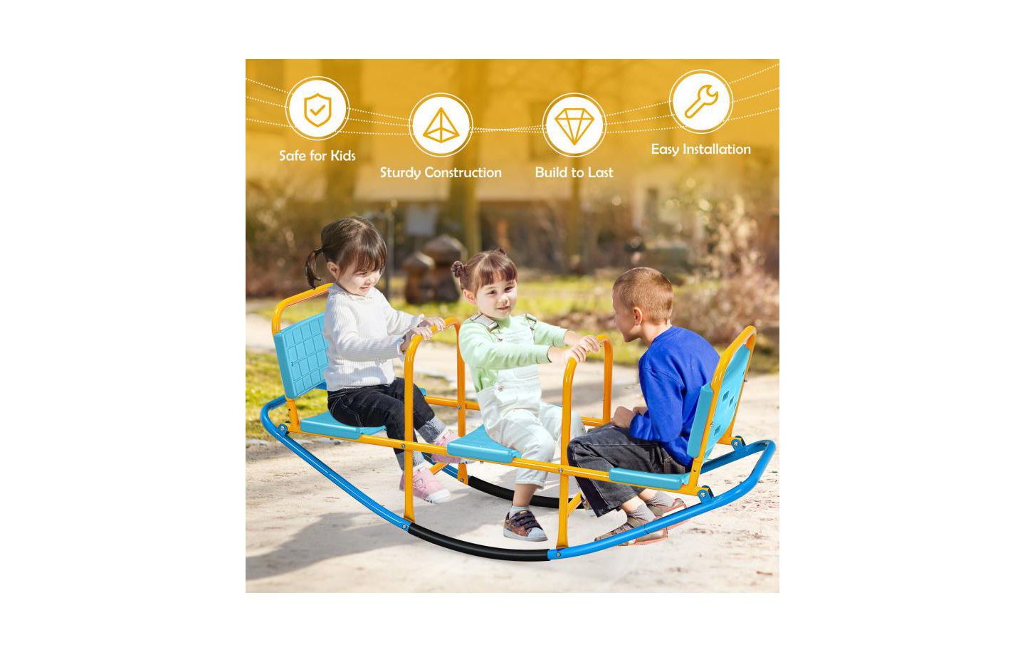 Детская игрушка Slickblue Outdoor Kids Seesaw Swivel Teeter for 3 to 8 Years Old, цвет: Синий — фото 8