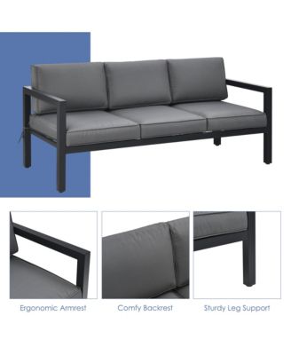 4PCS Patio Conversation Furniture Set Outdoor Cushioned Sectional Sofa Set