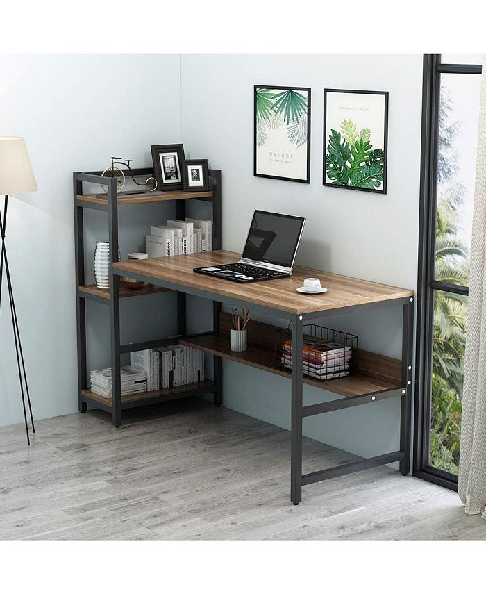 Tribesigns Computer Desk with 4-Tier Storage Shelves, 60 inch Modern ...