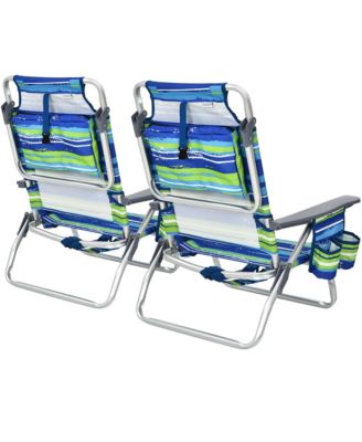 4PCS Folding Backpack Beach Chair Reclining Camping Chair w/ Storage Bag Pattern