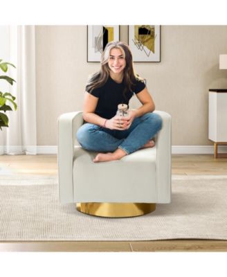 Carisa Contemporary Swivel 29.5" W Barrel Chair with Metal Base