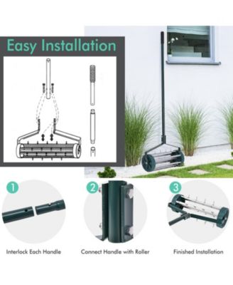 18 Inch Rolling Lawn Aerator with Anti-slip Handle and Tine Spikes