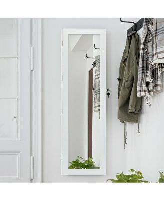 Door Mounted Lockable Mirrored Jewelry Cabinet with LED Lights