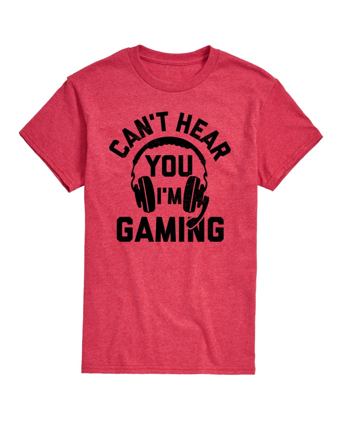 Hybrid Apparel Can't Hear You Gaming Mens Short Sleeve Tee - Heather Red