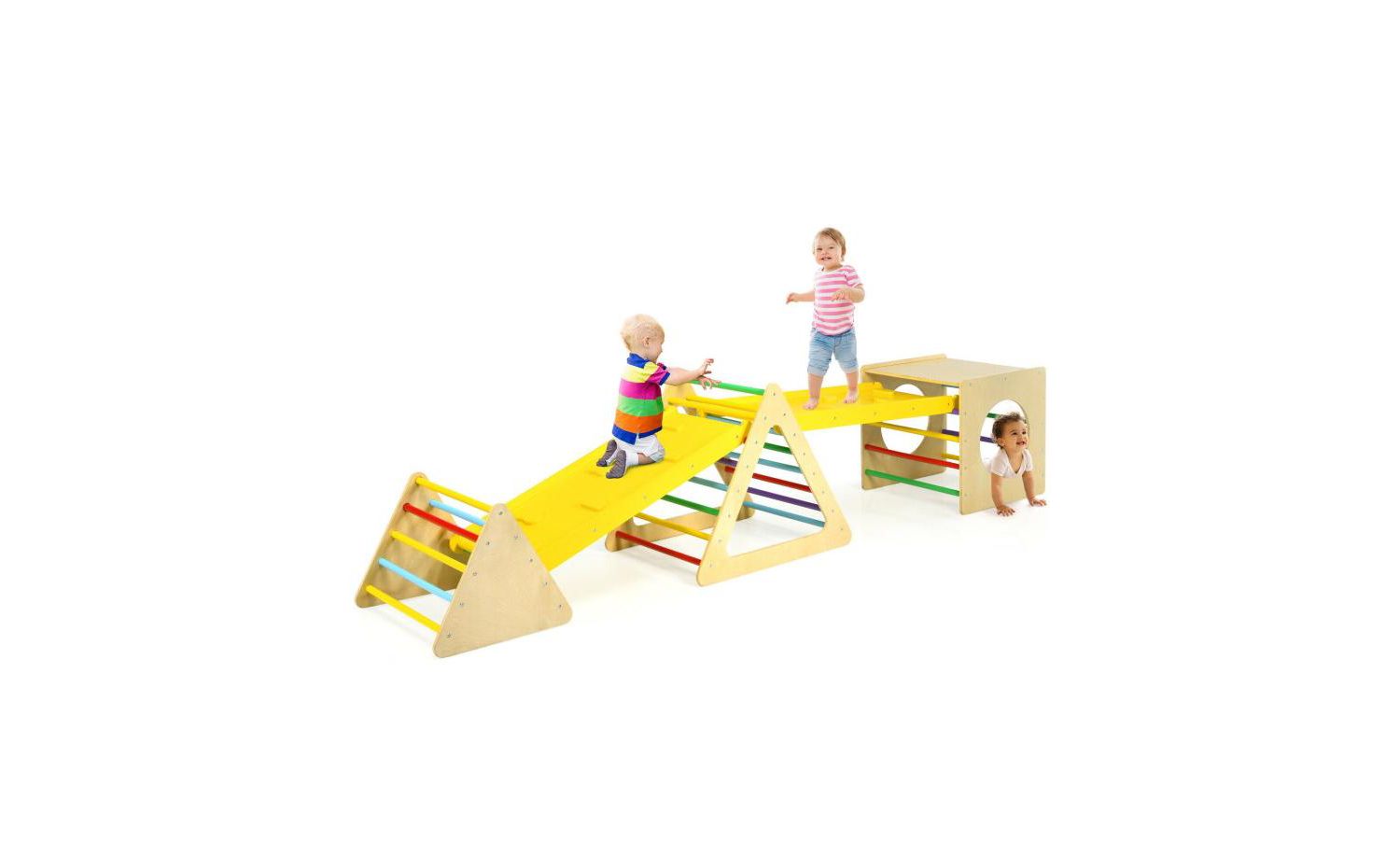 Toddler 5 in 1 Triangle Climber Play Gym Set with 2 Ramps