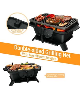 Heavy Duty Cast Iron Charcoal Grill Tabletop BBQ Grill Stove for Camping Picnic