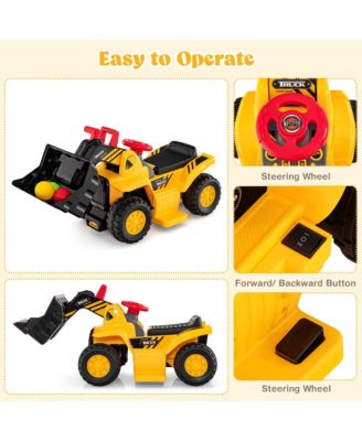 Kids Ride On Bulldozer Pretend Play Truck Toy with Adjustable Bucket