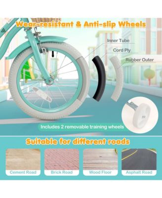 16" Kid s Bike with Training Wheels Adjustable Handlebar Seat Handbrake