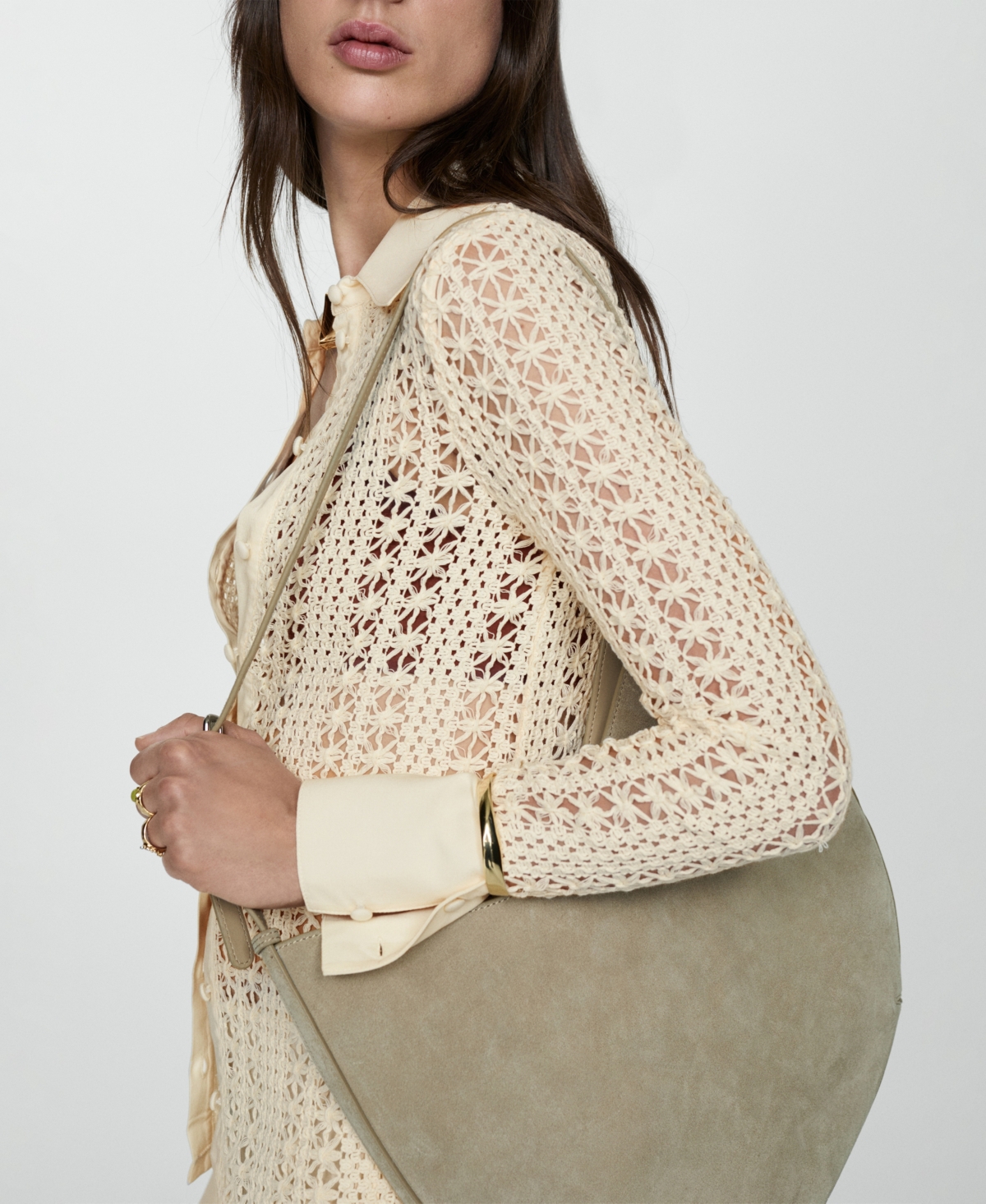 Mango Women's Regular Crochet Shirt In Ecru