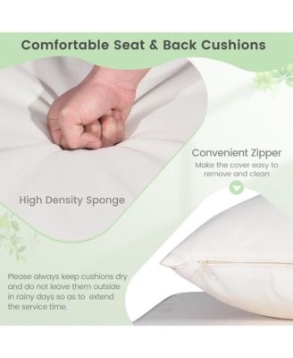 Patio Swing Chair 2-Person Hanging Seat Outdoor Wicker Loveseat Cushioned Porch