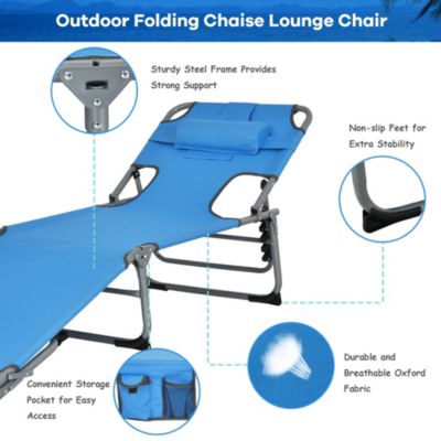Foldable Lounge Chair Adjustable Folding Recliner Beach Patio