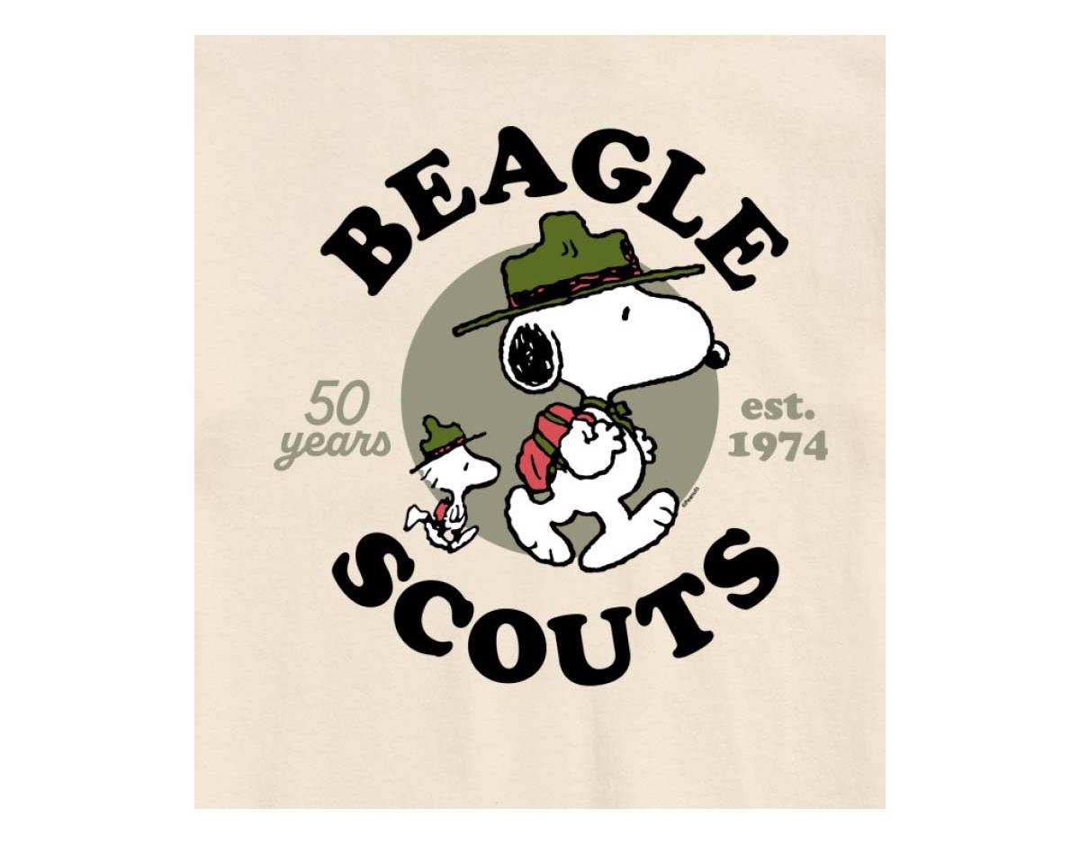 Airwaves Hybrid Apparel Snoopy Woodstock Beagle Scout Men's Short Sleeve Tee In Cream