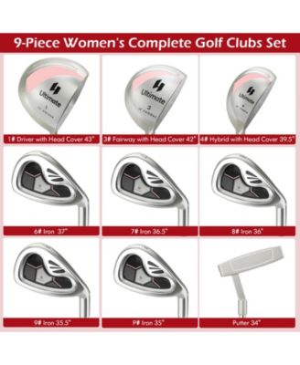 9 PCS Women's Complete Golf Club Set Right Handed with 460cc Alloy Driver Irons