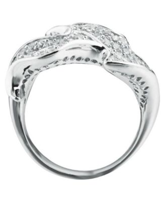 Suzy Levian Sterling Silver Cubic Zirconia Pave Leaf Ring