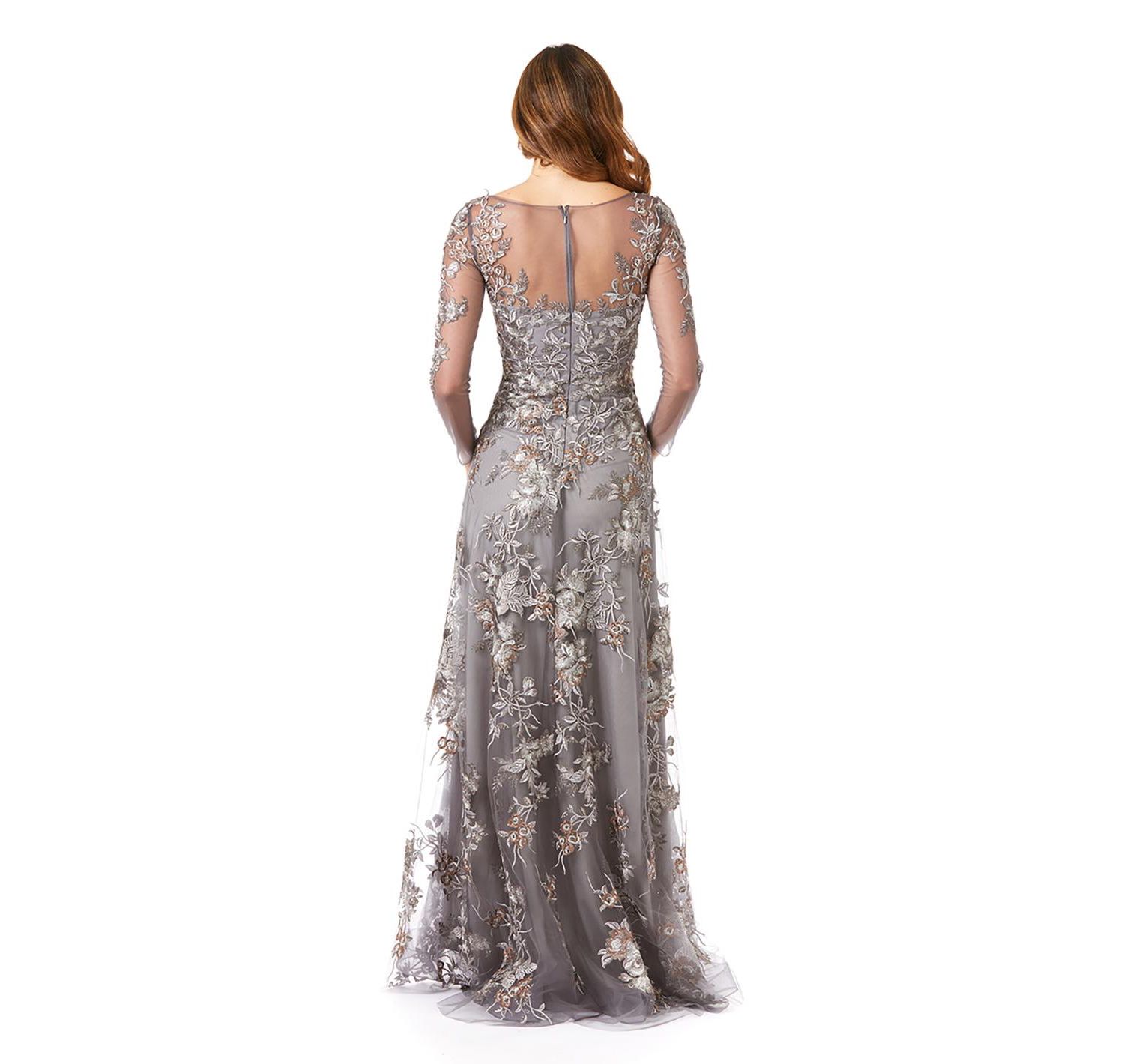 Women's Long Flutter Sleeves Beaded Dress