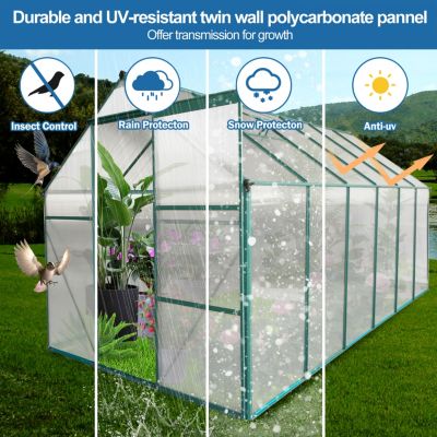 Aluminum Polycarbonate Greenhouse with Raised Base
