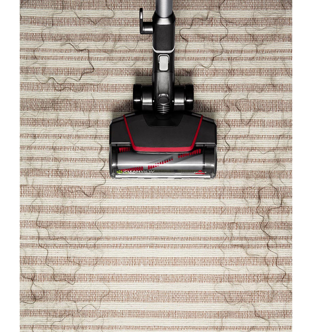 Bissell Clean View Pet Slim Corded Stick Vacuum In Black With Gray And Red Accents