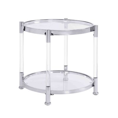 Contemporary Acrylic End Table with Glass Top