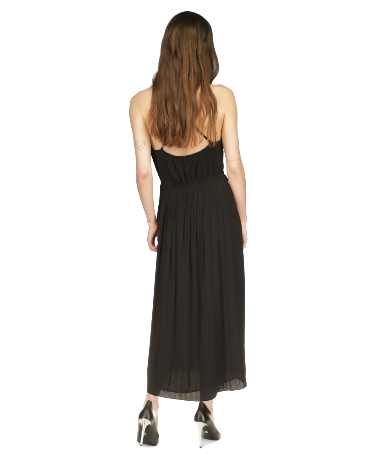 Michael Michael Kors Women's Chain-Strap Satin Pleated Maxi Dress