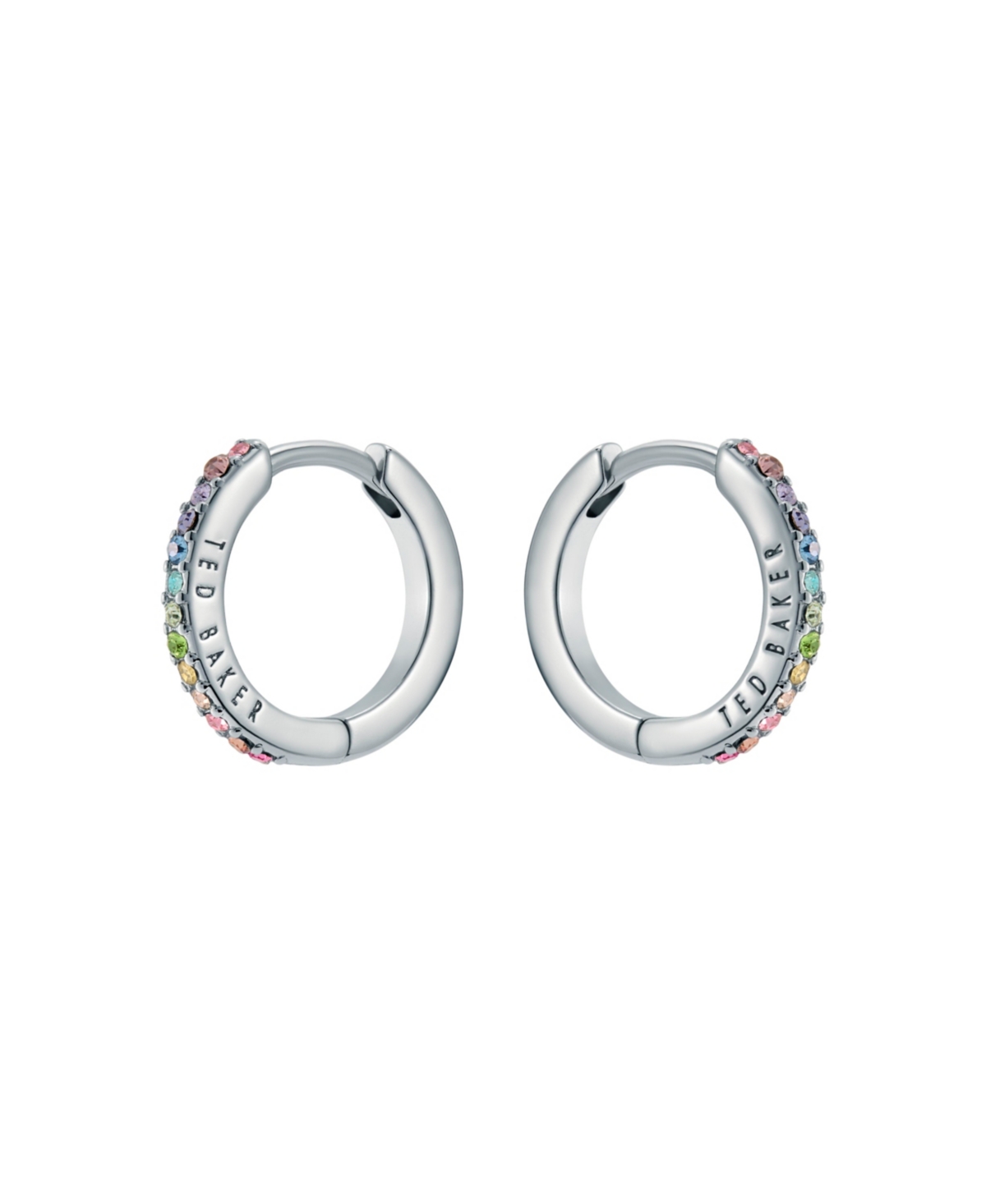 Ted Baker Jewelry Heplie: Crystal Hoop Earrings (14Mm) - Silver with Rainbow crystal