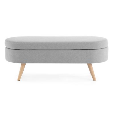 Ottoman Oval Storage Bench, Rubberwood Legs
