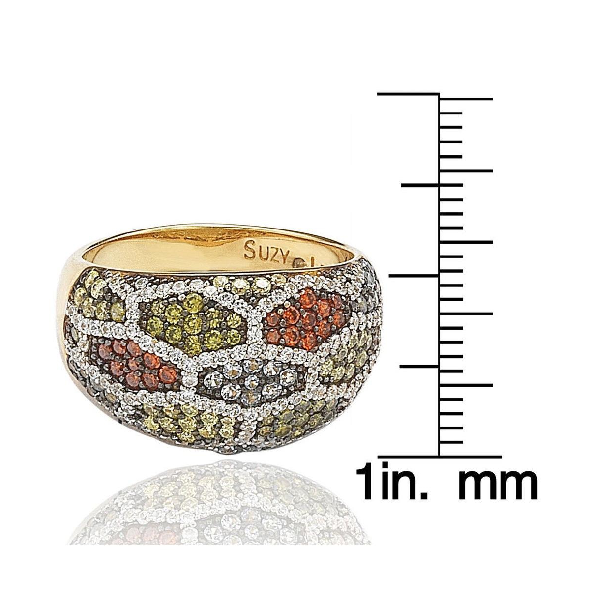 Suzy Levian New York Suzy Levian Sterling Silver Cubic Zirconia Pave Multi-Color Geometric Ring