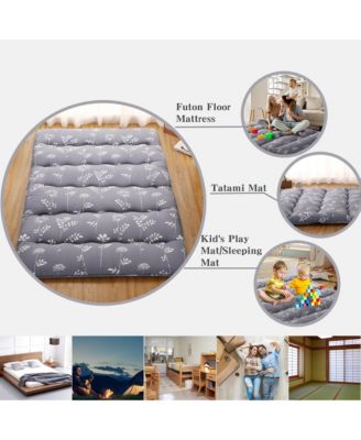 Futon Mattress Full Size, Floral Print Floor Mattress Pad Portable Dorm Sleeping Pad, 54"x 80"