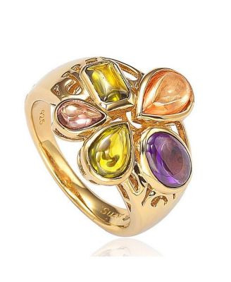 Sterling Silver Cubic Zirconia Multi Color Ring