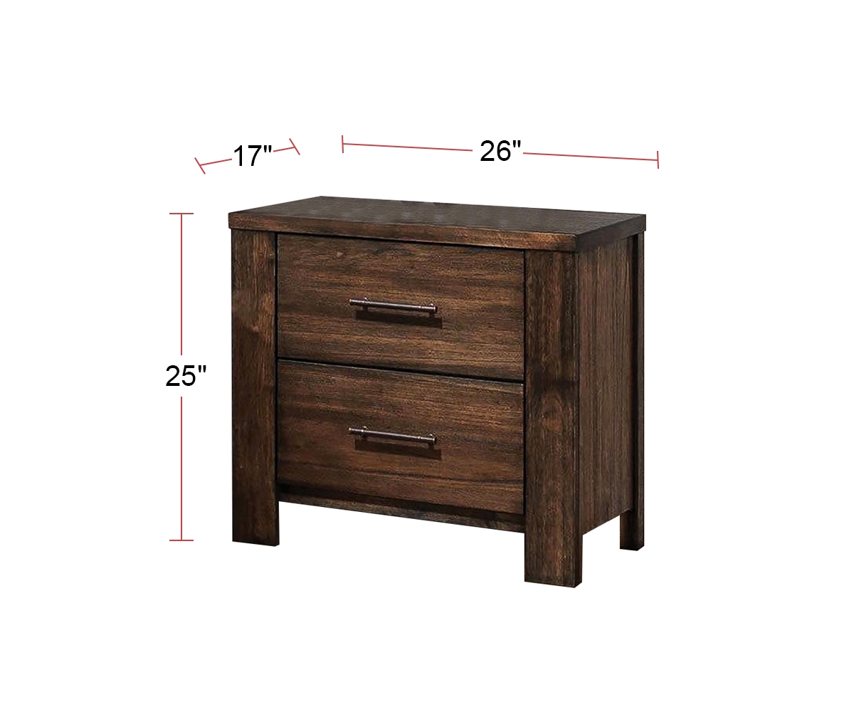 Streamdale Furniture Wood Nightstand With 2 Drawers - Brown